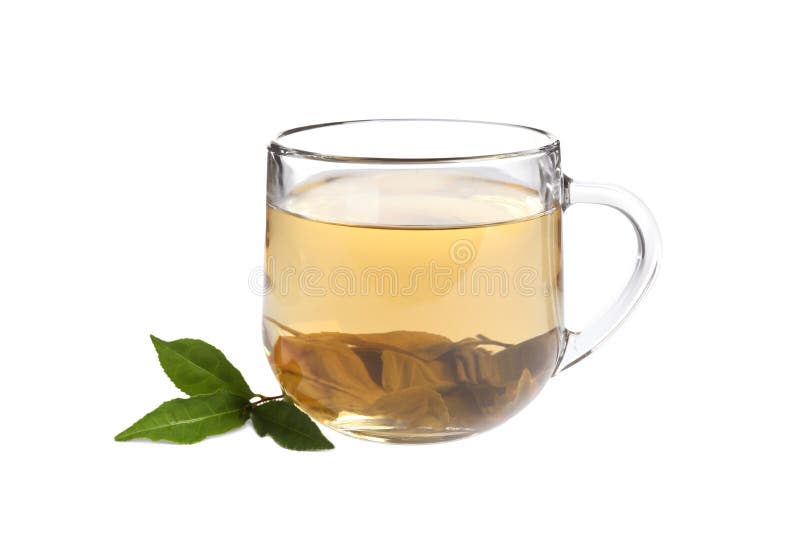 Cup of Green Tea and Leaves Isolated Stock Photo Image of relax