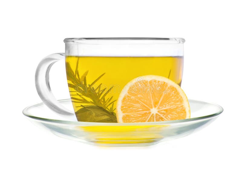 Cup Of Green Tea With Lemon Slice Stock Photo Image of glass