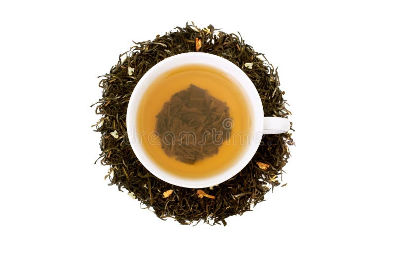Cup of Green Tea and Tea Leaves with Dry Jasmin Stock Photo Image of