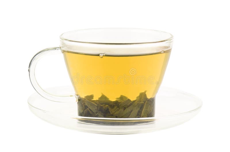 Cup with Green Tea and Green Leaves. Stock Image Image of antioxidant, filled 24033743