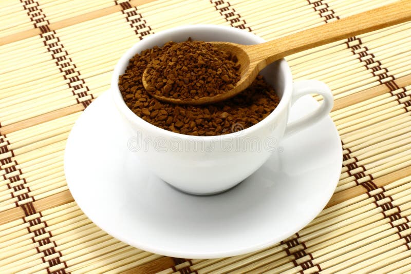 Cup of Ground Coffee with Wooden Spoon Stock Image Image of closeup