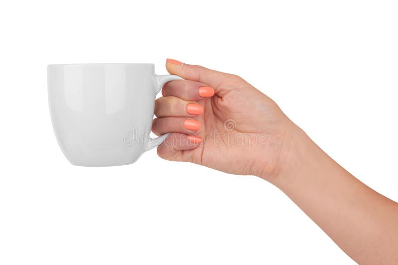 Cup in hand stock image. Image of isolated, woman, hand 46397337