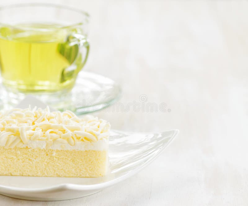 Cup of Herbal Tea and Fresh Cake Stock Photo Image of plate, homemade