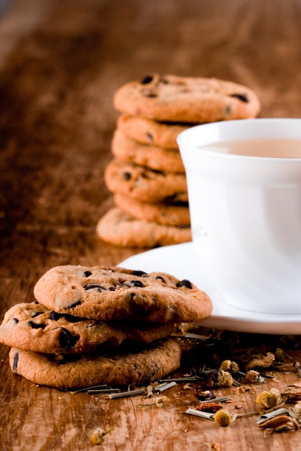 Cup of herbal tea and some fresh cookies