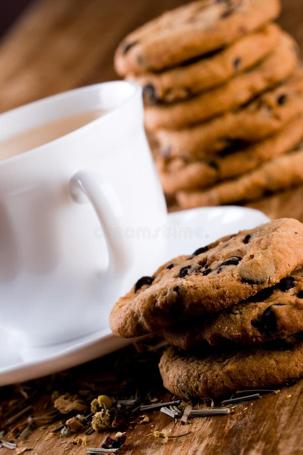 Cup of herbal tea and some fresh cookies