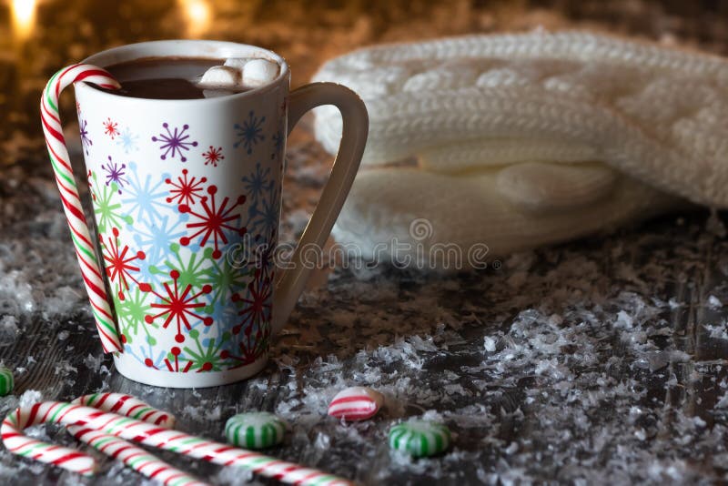 Cup of Hot Chocolate with Candy Canes Stock Photo Image of colorful, cocoa 160453738