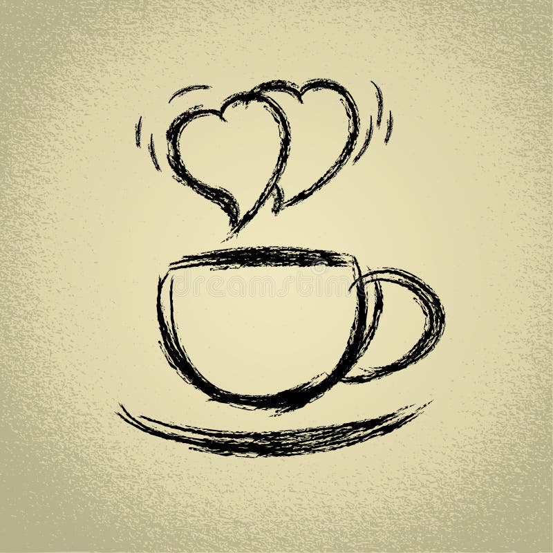 Download Cup Of Hot Coffee. Heart-shaped Steaming. Stock Vector ...