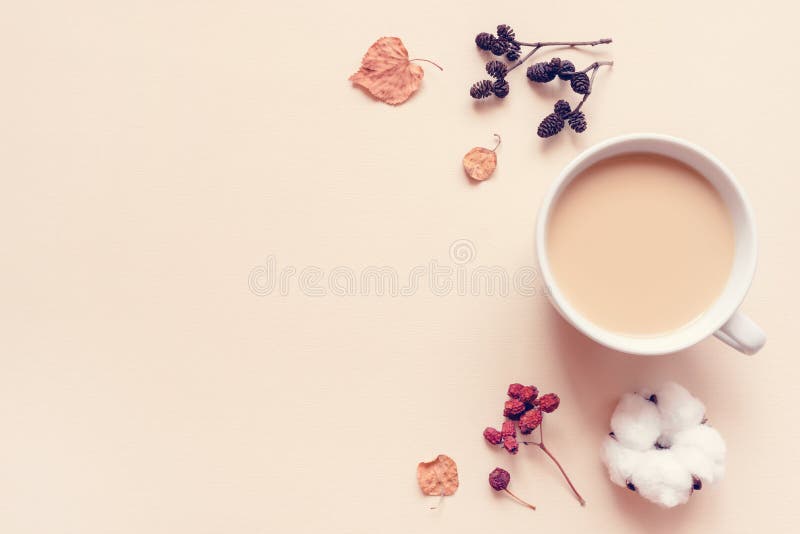 A Cup of Hot Coffee or Tea on Pastel Background. Stock Image - Image of  break, breakfast: 193708203