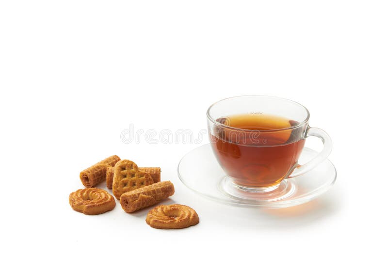 Cup of hot tea with cookies