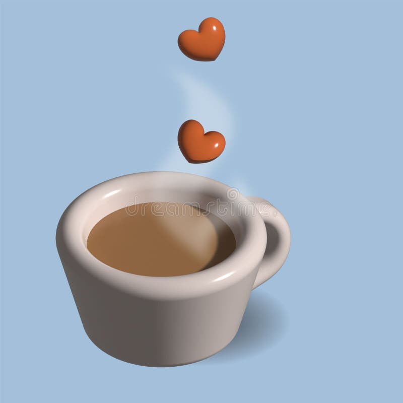 Cup of Joe Vector 3D Illustration with Hearts Stock Vector