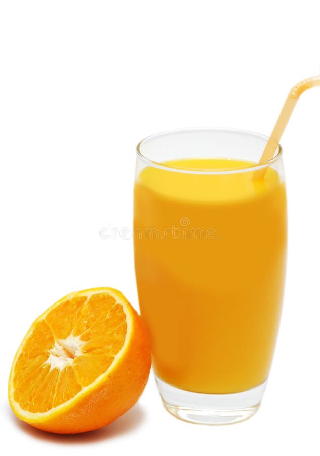 Cup of orange juice with orange