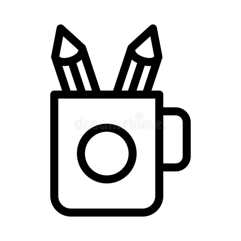 Cup pencil vector thin line icon vector illustration