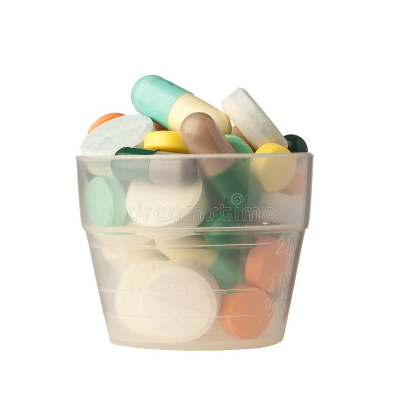 White Cup Filled With Medicine Pills Stock Photo Image of drug