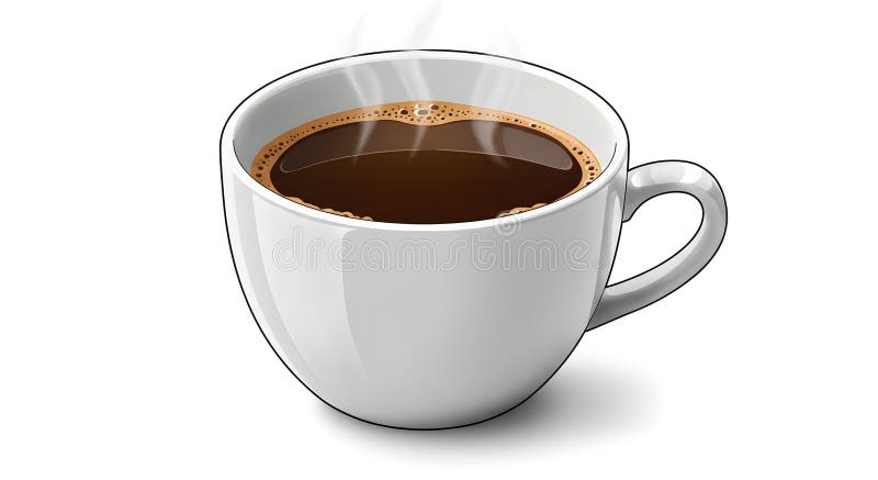 A cup of steaming black coffee illustration stock illustration