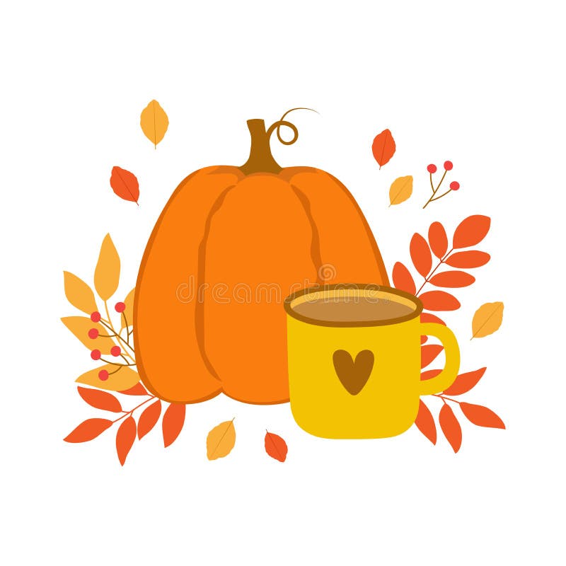 Cup Of Tea Autumn Leaves Berries And Pumpkin Template For Cozy cup-of-tea-autumn-leaves-berries-and-pumpkin-template-for-cozy