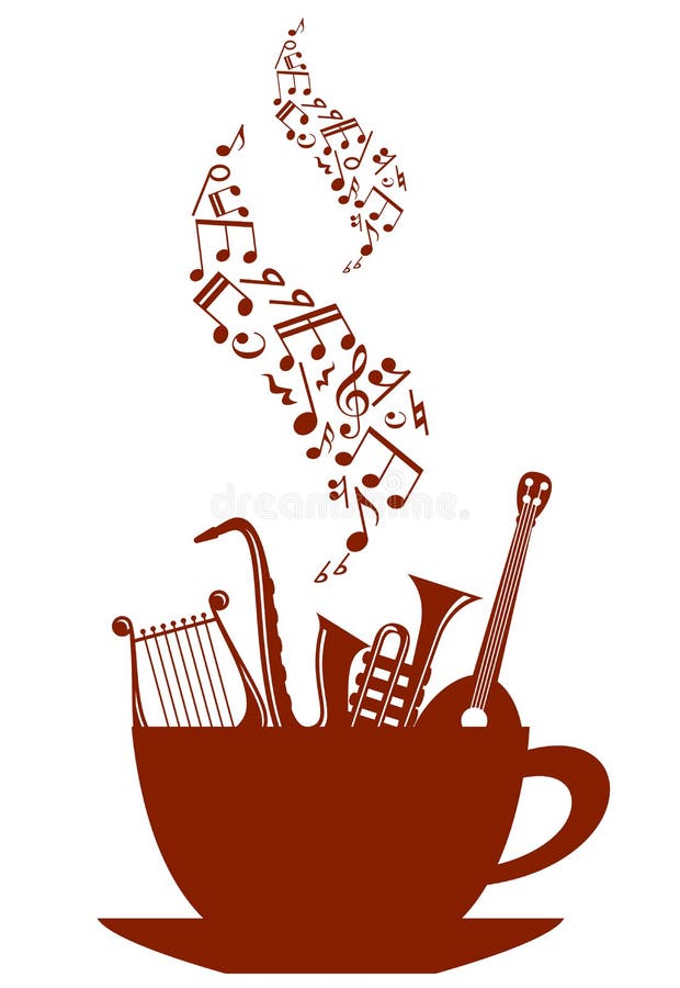 Musical Cup of Tea or Coffee Stock Vector Illustration of brown