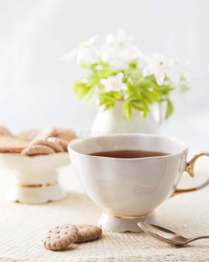 Cup of tea with cookies