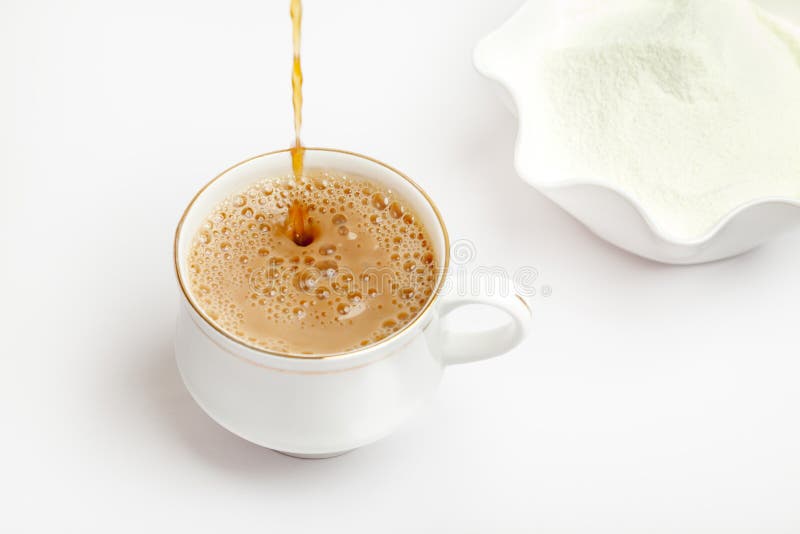 Cup of Tea with Dairy Milk Powder Stock Photo Image of drink, prepare