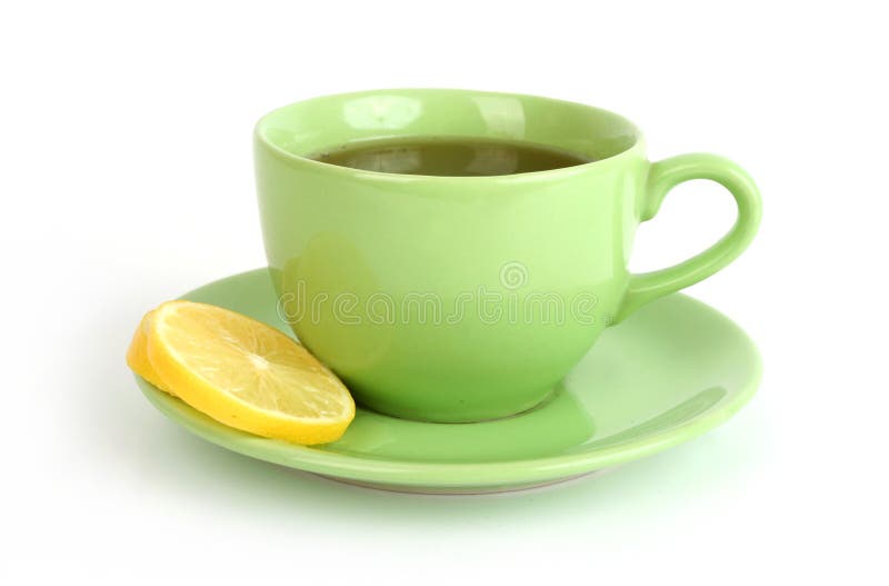 Cup of tea with lemon stock image. Image of green, water 14212559