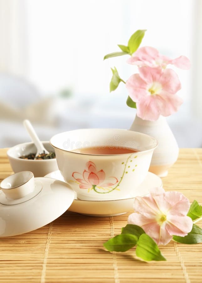 Cup of tea stands on the table royalty free stock photos