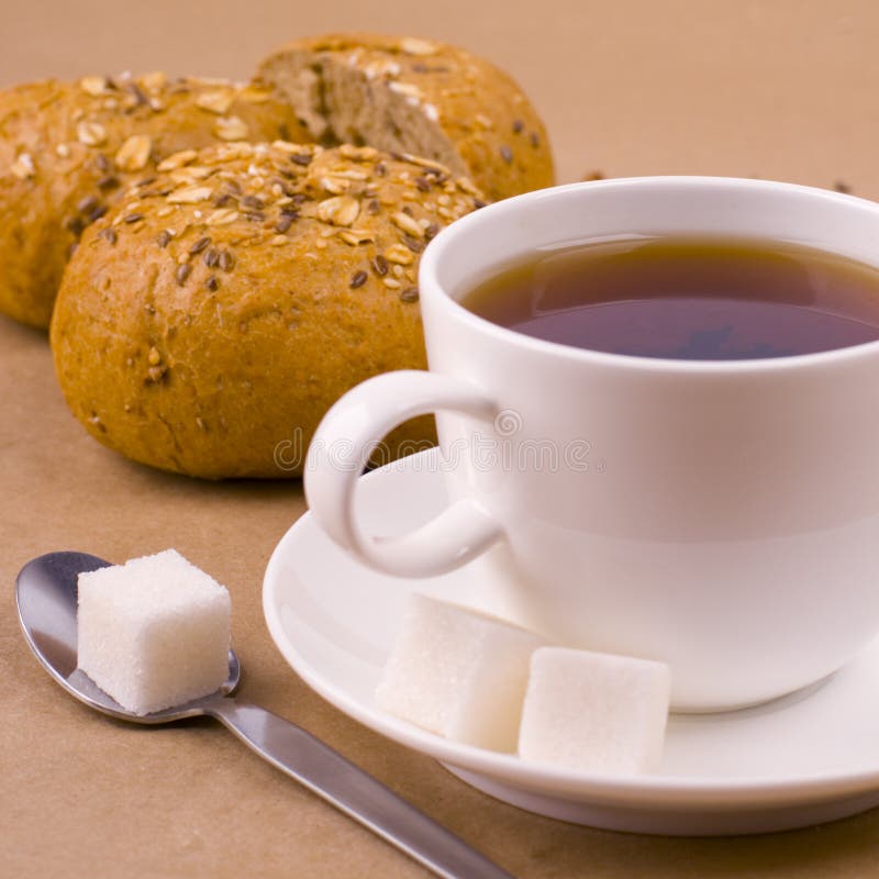 Cup of Tea, Sugar and Bread Stock Image Image of natural, sweet 8663783