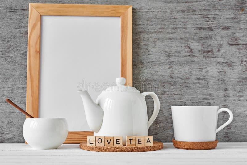 Download Cup Of Tea Teapot Sugar Bowl Mockup Stock Photo Image Of Bowl Front 146081866