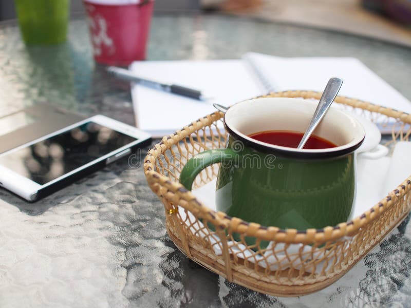 Cup of Thai Tea in Coffee Shop Stock Image Image of thai, chopsticks