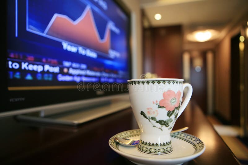 Cup with TV show some chart royalty free stock photos Cup with TV show some chart royalty free stock photos