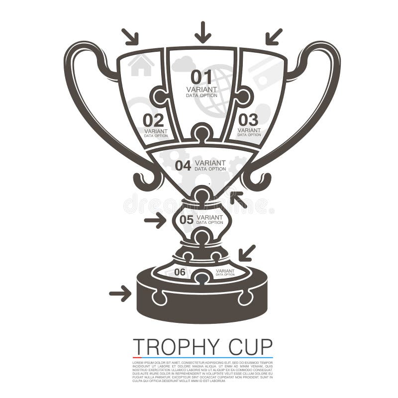 Cup winner with icons puzzle stock illustration