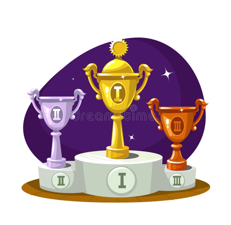 Cup winners on the podium royalty free illustration