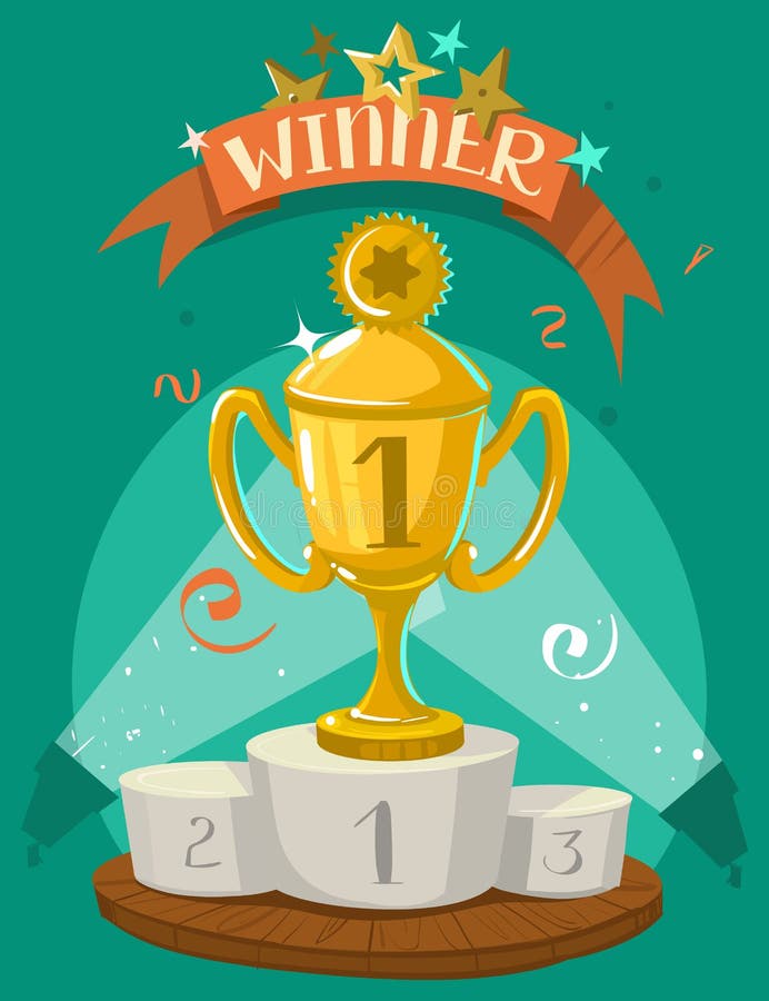 Cup winners on the podium vector illustration