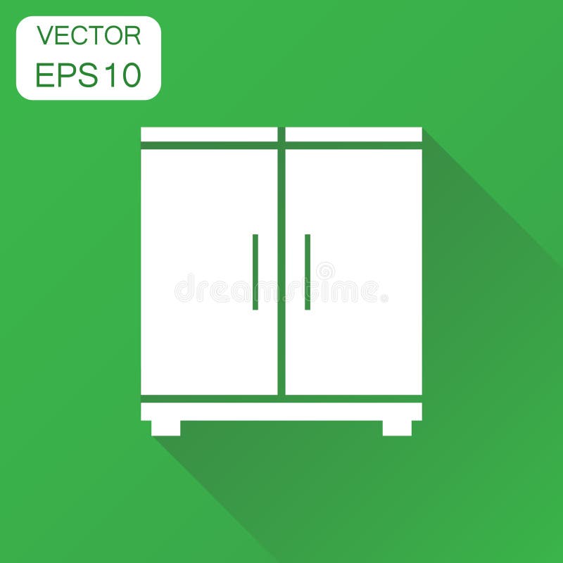 Cupboard icon. Business concept cabinet pictogram. Vector illustration on green background with long shadow.