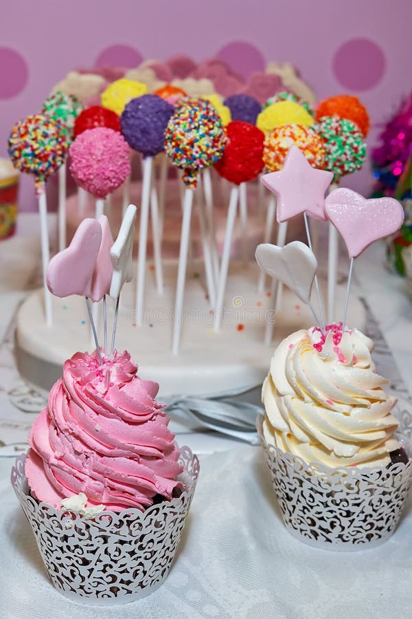Cupcake and cake pops stock photo. Image of hart, gift 143421306