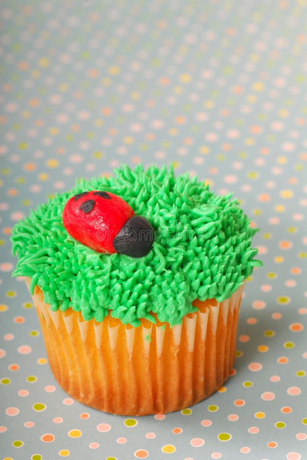 Cupcake Decorated with Grass Frosting Stock Photo Image of icing