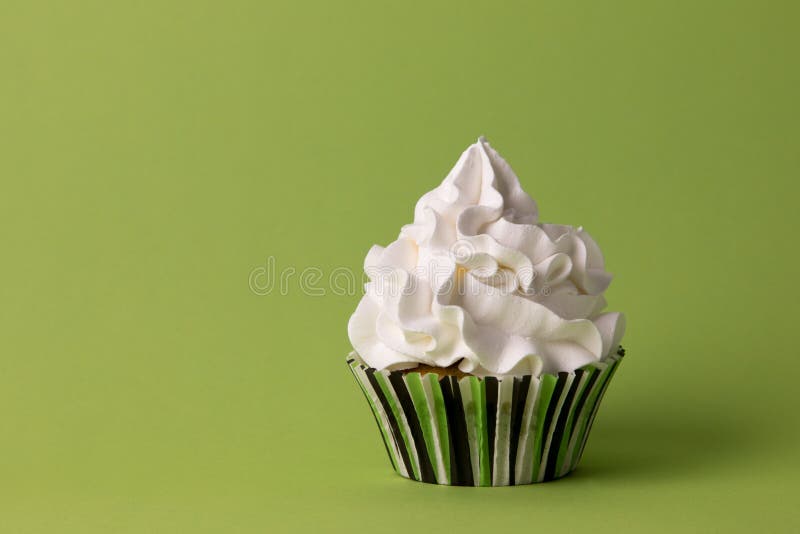 Cupcake with Frosting on Green Background,copy Space Stock Image Image of candles, appetizing