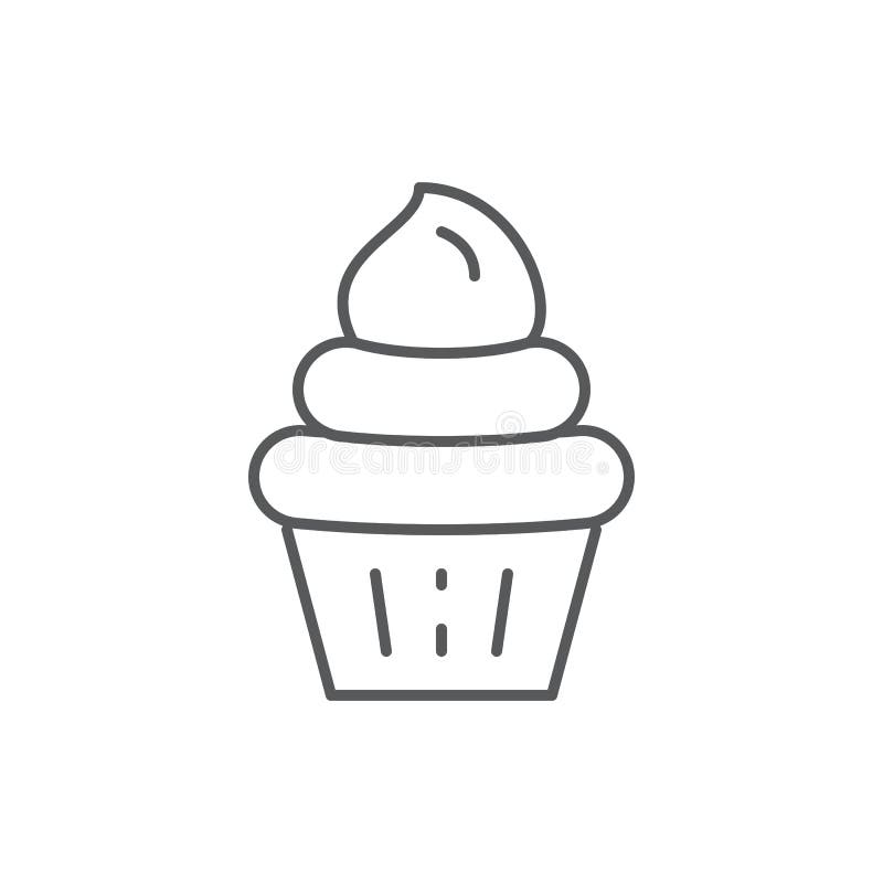 Cupcake met het editable die symbool van de roomdecoratie op witte achtergrond wordt geïsoleerd stock illustratie Cupcake met het editable die symbool van de roomdecoratie op witte achtergrond wordt geïsoleerd stock illustratie