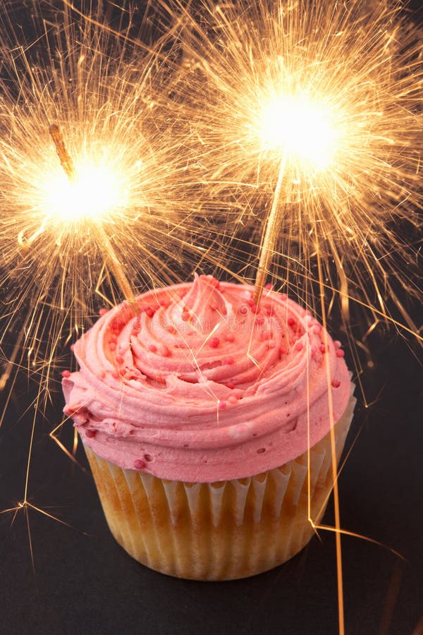 A cupcake with sparklers