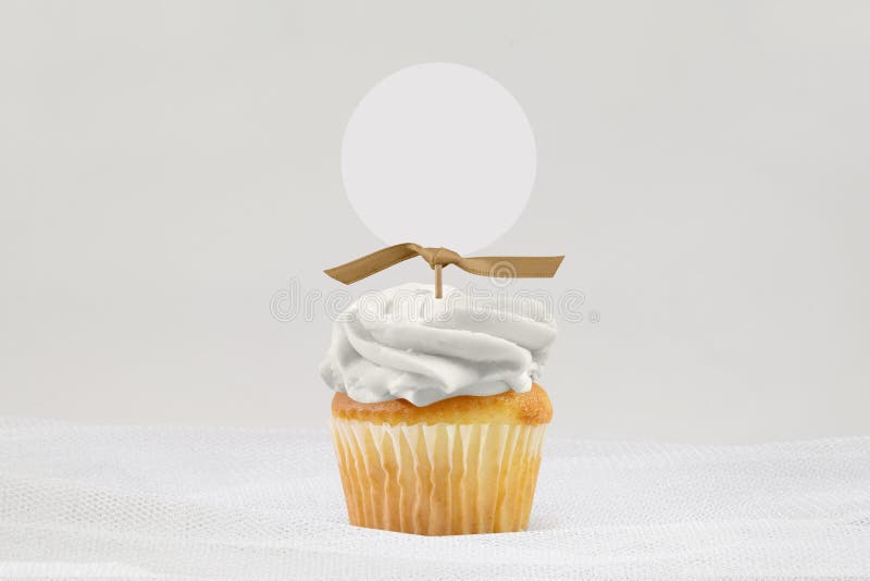 Download Cupcake Topper Mockup With Gold Ribbon Stock Photo Image Of Ingredient Delicious 209449850