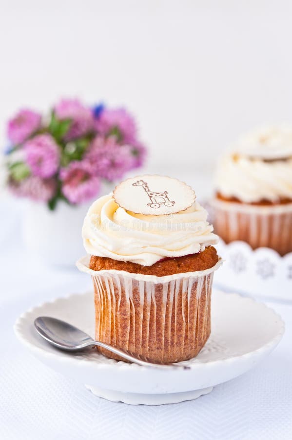 Cupcakes for a baby shower stock photos Cupcakes for a baby shower stock photos