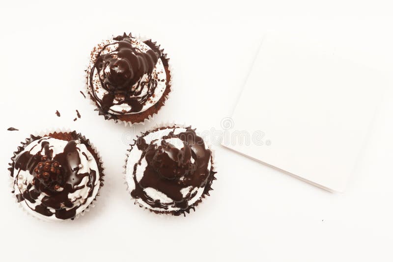 Cupcakes with blank card stock photo