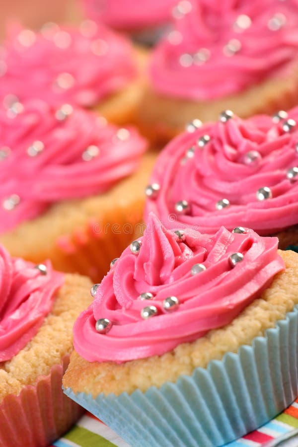Cupcakes Decorated with Pink Fondant Icing Stock Image Image of tempting, sweet 21508865