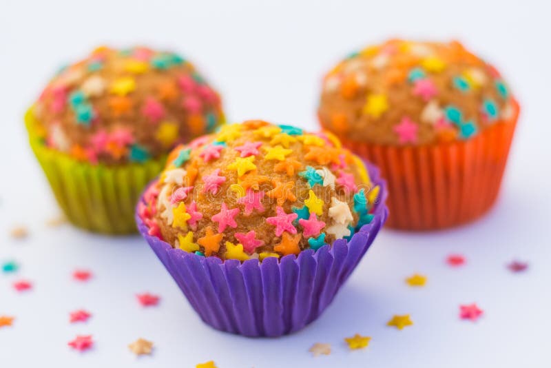 Cupcakes Decorated with Stars Stock Photo Image of icing, blue 93661028