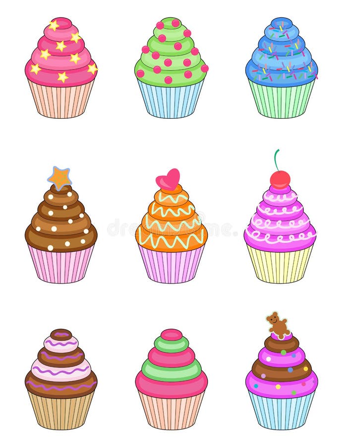 Cupcakes set royalty free illustration