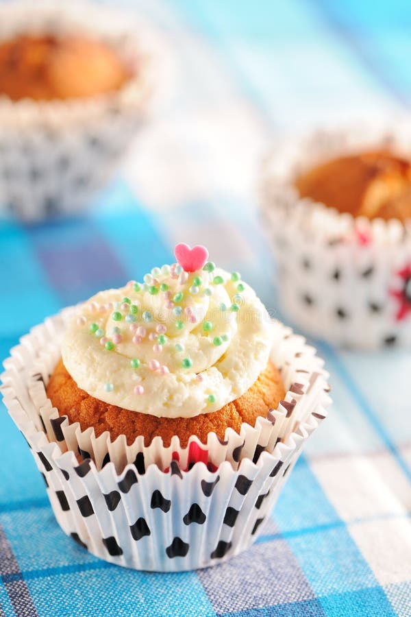 Cupcakes with Whipped Cream Stock Photo Image of homemade, swirl