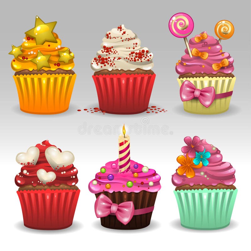 cupcakes θέστε ελεύθερη απεικόνιση δικαιώματος cupcakes θέστε ελεύθερη απεικόνιση δικαιώματος