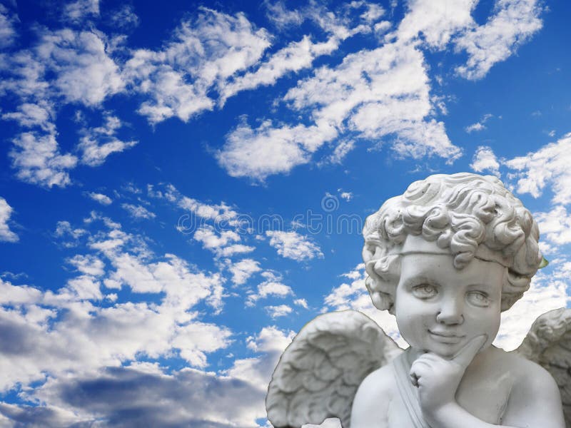 Cupid with blue sky background