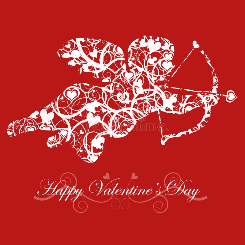 Cupid do dia do Valentim com a seta da curva e do coração ilustração do vetor Cupid do dia do Valentim com a seta da curva e do coração ilustração do vetor