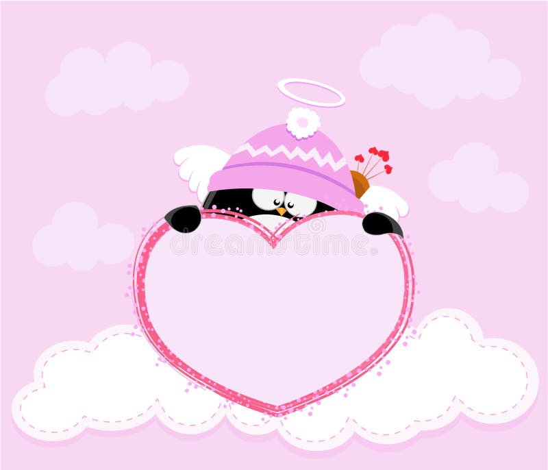 Cupid Penguin Holding Heart royalty free illustration Cupid Penguin Holding Heart royalty free illustration