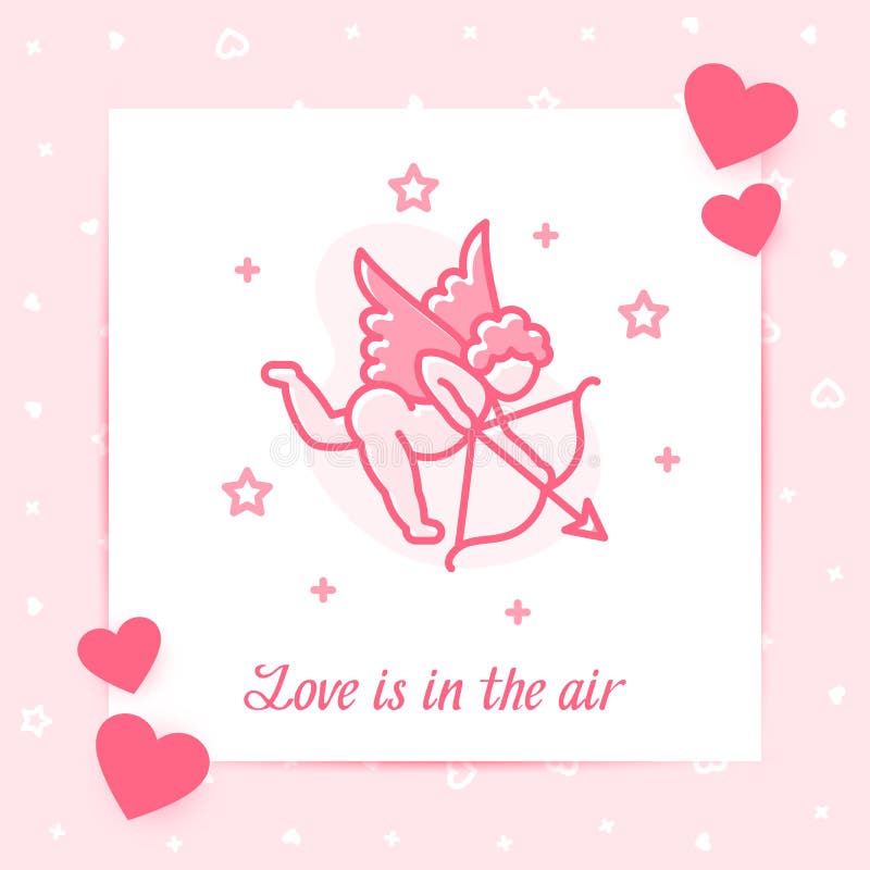 Cupid valentine card text love line icon vector