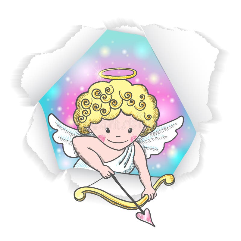 Arc De Cupidon Et Une Flèche Avec Une Icône De Coeur Illustration de  Vecteur - Illustration du dessin, mignon: 81247430